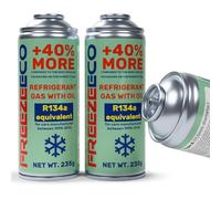 FreezeECO Set de 2 unidades: 2 x 2 en 1 gas con aceite refrigerante 235 g tipo A [R134a/R12 equivalente - coches 1995 - 2016] Tipo A (11,5 mm) 470 g