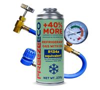 FreezeECO Set de 2 unidades: gas 2 en 1 con aceite refrigerante 235 g tipo A + manguera de manómetro de 15/30 cm FE tipo A [R134a/R12 equivalente - coches 1995 - 2016] tipo A (11,5 mm) 235 g