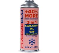 FREEZEECO Solución de Aire Acondicionado para automóvil 4 en 1: Reemplazo de refrigerante, Aceite, sellador para Piezas de Aluminio y Caucho - 235 g - Alta compatibilidad - Fácil de Usar