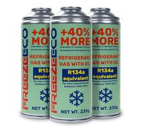 FREEZEECO, sustituto r134a, Sellador, refrigerante para aire acondicionado de automóviles, equivalente a 660 g, 3 latas, 2 en 1, 235g,