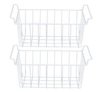 Freezer Basket Organizer | Steel Wire with PE Coating for Refrigerator/Freezer/Pantry | Space Saving Food Storage Bin, 2 Pack (Blanca)