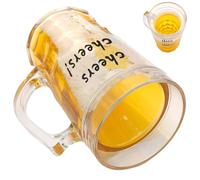Freezer Beer Mug, Double Walled Drinking Cup, 450ml Freezable Novelty Glass with Insulated Gel for Cold Beverages Ideal for Backyard BBQ Festival Party Dining Table Use, 450ml