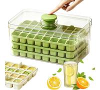 Freezer Ice Bin With Lid - 3-Tier 96-Grid Ice Cube Tray | Press-Type Stackable Icè Mold With Easy-Release Silicone Bottom | PP/Silicone, Includes Icè Shovel, For Beverages Coffee Cocktails Whiskey