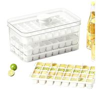Freezer Ice Bin With Lid - 3-Tier Press-Type Icy Mold Maker, 96-Grid Cube | Party Ice Making Tray for Home Kitchen Apartment Dormitory Camping Party Beverage Coffee Cocktails