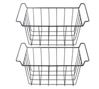 Freezer Storage Basket 2 Pack | Hanging Wire Rack Organizer for Refrigerator/Freezer/Pantry | Sturdy PE Coated Bin for Food Storage & Kitchen Organization (L 39cm X W 20cm X H 20cm)