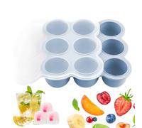 Freezer Tray, Freezer Cube, 7.4x7.4x1.77 Inches with Lid 9 Grid Reusable, Storage Container for Breastmilk, Fruit, Soup, Purees, Snacks, Homemade Meal Prep and Fridge