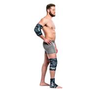 FreezeSleeve Manga de terapia de hielo y calor, reutilizable, flexible, paquete de gel caliente/frío, cobertura de 360 grados para rodilla, codo, tobillo, muñeca, camuflaje azul, XL