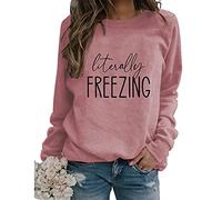 Freezing Sweatshirt Womens Funny Fall Winter Sweatshirt Long Sleeve Crewneck Loose Casual Pullover Tops