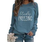 Freezing Sweatshirt Womens Funny Fall Winter Sweatshirt Long Sleeve Crewneck Loose Casual Pullover Tops