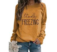 Freezing Sweatshirt Womens Funny Fall Winter Sweatshirt Long Sleeve Crewneck Loose Casual Pullover Tops