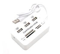 Frefgikty 1 lector de tarjetas de 3 puertos USB HUB 2.0, 7 en 1, portátil, multifunción, compatible con tarjetas TF, SD, M2, SDHC, lectura y escritura