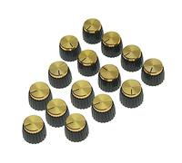 Frefgikty 15 perillas de ajuste a presión para amplificador de guitarra, color negro con tapa de aluminio dorado, se adapta a amplificadores de ollas de 6 mm de diámetro