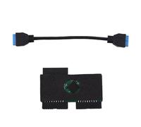 Frefgikty Cable de extensión 3.0 de 19 de 1 a 2 cabeceras, cable negro USB HUB línea de conexión con chip de adopción y línea de cable modular y tarjeta de expansión