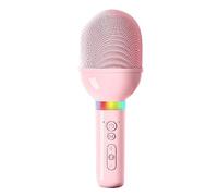 Frefgikty Micrófono inalámbrico S8 con reproductor de música para el hogar, audio integrado, altavoz inteligente de reducción de ruido, color rosa