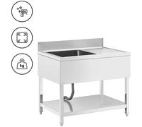 Fregadero - 1 cuba - acero inoxidable - 100 x 70 cm - Royal Catering