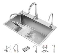 Fregadero bajo encimera,Fregadero Cocina 1 Seno,Fregadero Acero Inoxidable,con Grifo extraíble,con Cesta telescópica,con Grifo de Agua Limpia,Ideal para Bar,Hotel,Comedor (Size : Flagship Model)