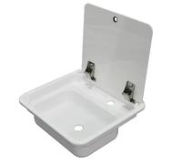 Fregadero Camper con Tapa Abatible, Grifo Acrílico Blanco Fregadero Cocina, Fregadero de Encastre para Autocaravana, Remolque, Barco, Náutica y Cocina Exterior,45x40x15cm