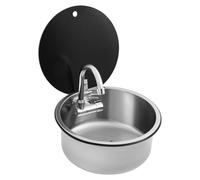Fregadero Camping Car de Acero Inoxidable Kit de Lavabo de Caravana Fregadero de Cocina con Grifo y Tapa Kit de Fregadero, para Vehículos de Ocio, Yates, Camping-Cars