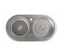 Cata Fregadero de cocina R-2 AG, 2 cubetas redondas, Mueble de 90 cm, Profundidad de 18 cm, Incluye accesorios, Acero Inoxidable
