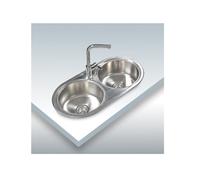 Cata | Fregadero de cocina | Modelo R 2 AG | 2 cubetas redondas | Mueble de 90 cm | Profundidad de 18 cm | Incluye accesorios