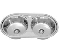 Fregadero Circular Infiniton Reale85C2, Ancho Especial, Dos Senos Circulares, Orificio para Griferia, Acero Inoxidable