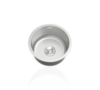 Fregadero Cocina 1 Seno Plateado,Pileta de Cocina Redondo,Lavadero Inox,Pila de Cocinas PequeñO con Drenaje,Formas de Instalar Sobre Encimera/Bajo Encimera (Ø 30cm)