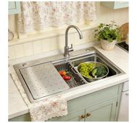 Fregadero Cocina 80x50cm, Fregadero Multifuncional Grande Acero Inoxidable 304, Fregadero Cocina 1 Seno, con Filtro de Drenaje, Cesta de Drenaje, Sifón y Descarga (kitchen sink)