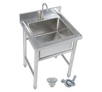 Fregadero Cocina Con Patas Acero Acero Inoxidable Tazón único Con Grifo Fregadero De Utilidad De Preparación De Pie Para Restaurante Cocina Lavandería Garaje