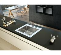 Fregadero Cocina Cristal Acero Inox Lavabo 55 x 53 Blanco respekta New York