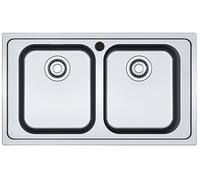 Fregadero cocina franke smart sobre encimera 2 senos con sifón 86x50 cm acero inox mueble a partir de 80 cm
