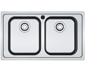Fregadero cocina franke smart sobre encimera 2 senos con sifón 86x50 cm acero inox mueble a partir de 80 cm