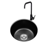 Fregadero Cocina, Fregadero de Cocina, Bar Single Bowl Stainless Steel Sink Drop-in Or Undermount Installation With Single Cold Faucet & Drain Pipe(42X42X19Cm)