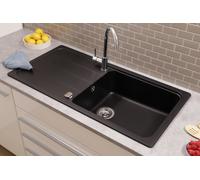 Fregadero Cocina Integrado Lavabo Granito 100 x 50 Negro respekta Austin