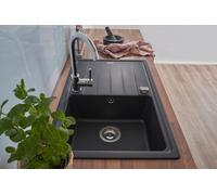 Fregadero Cocina Integrado Lavabo Granito 78x50 Negro respekta Columbia