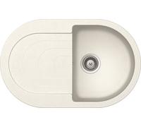 Respekta Phoenix Fregadero de granito macizo en blanco/Fregadero empotrado de 1 cubeta de 79 x 50 cm/Apto para bases a partir de 45 cm de ancho