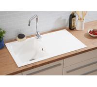Fregadero Cocina Lavabo Granito Mineralite 86 x 50 Blanco respekta Boston