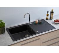 Fregadero Cocina Lavabo Integrado Granito 100x50 Negro respekta Columbia