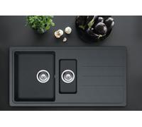 Fregadero cocina mepamsa janus sobre encimera 1 seno y medio + escurridor 97x48 cm granito negro mueble a partir de 60 cm