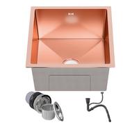 Fregadero Cocina oro rosa 70 x 45 cm Fregadero Cocina 1 Seno en Acero Inoxidable Fregaderos incluyendo sifón,rebosadero y desagüe de Jabón Fregadero Sobre Encimera o Enrasado