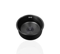 Fregadero Cocina Redondo,Pileta de Cocina Negro,Lavadero Cocina 1 Seno Inox,Pila PequeñO con Drenaje,Formas de Instalar Sobre Encimera/Bajo Encimera (Ø 45cm)