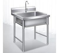 Fregadero comercial de acero inoxidable 304 Fregadero de servicio independiente de 1 compartimento para garaje, restaurante, cocina, lavadero, exterior
