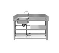Fregadero Comercial De Acero Inoxidable Con Grifo De Agua Fría Y Caliente, De Pie, De Un Solo Seno, Para Garaje, Lavadero, Exterior, Restaurante O Estación De Trabaj(B-80*50*80 Cm Cuenco Izquierdo)