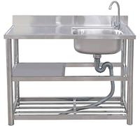 Fregadero comercial de acero inoxidable con grifo frío simple, juego de fregadero de cocina independiente para restaurante, garaje y estantes de almacenamiento.