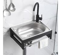 Fregadero comercial de acero inoxidable para lavar a mano, unidad de catering de un solo tazón montado en la pared con agua caliente y fría, ideal para restaurante, cocina, uso en interiores y
