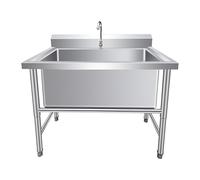 Fregadero comercial grande de acero inoxidable, juego de fregadero de cocina independiente para garaje, restaurante, camping, uso al aire libre, diseño de cuenco individual resistente