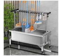 Fregadero comercial para fregona de acero con desagüe, ideal para cocina, baño, balcón, restaurante, uso al aire libre (93 x 45 x 98 cm)