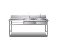 Fregadero Comercial Para Hostelería Con Grifo Monomando De Agua Fría, De Pie, De Un Solo Seno, Ideal Para Garajes, Lavaderos Y Restaurantes Al Aire Libre. Medidas: 1(Bol Doble-175 X 60 X 80 Cm)