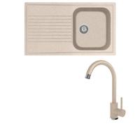 Fregadero compuesto cocina PLADOS modelo PL0861 una bañera + mezclador monomando Zeus AVENA