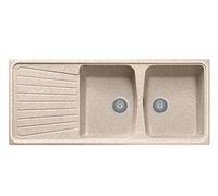 Fregadero compuesto Plados SP1162 dos cubetas más escurridor + tabla de cortar madera (Avena)