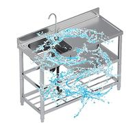 Fregadero con grifo y escurridor, banco de trabajo for garaje interior exterior, lavadero o cuarto servicio(100x50x85cm)